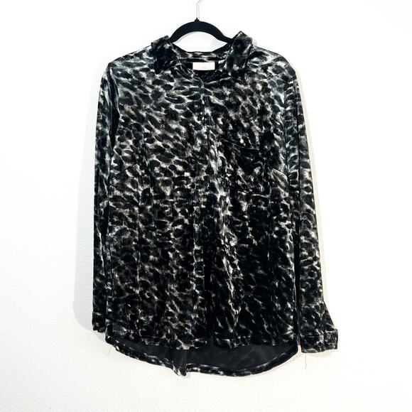 Belle Kim Gravel Velvet Top Womens M Animal Leopard Print Metallic Whimsigoth - Picture 1 of 7
